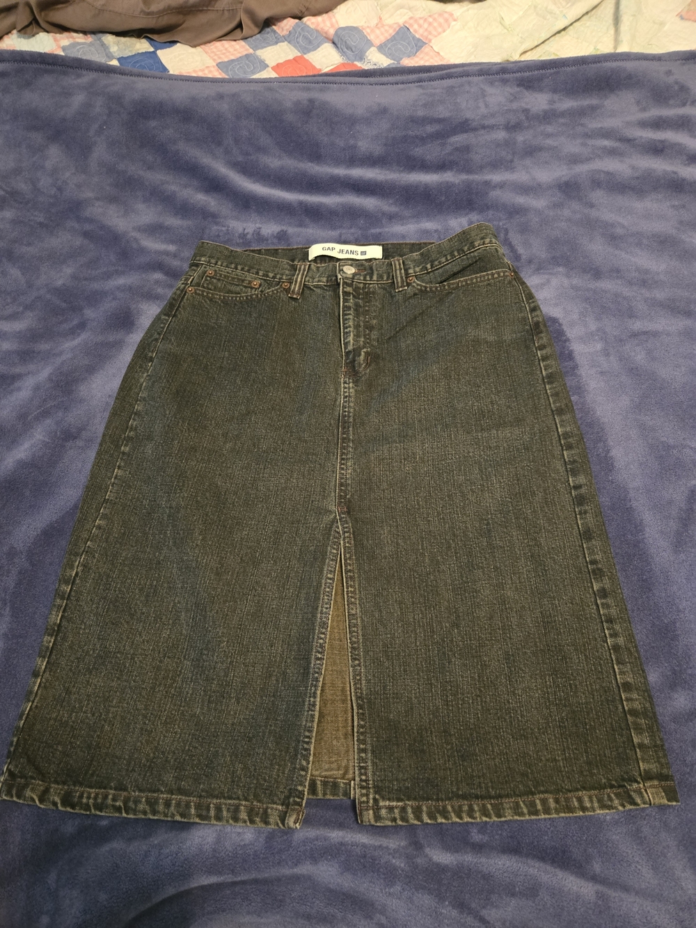 GAP Dark Indigo Denim Skirt with Pink Tape Accent